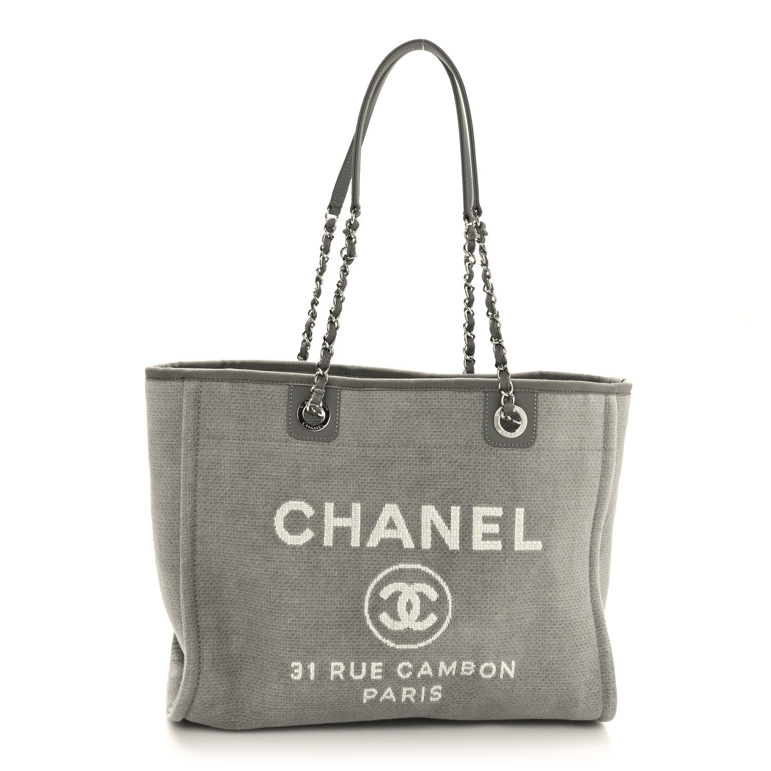 Chanel Canvas Small Deauville Tote Grey 1 of 9