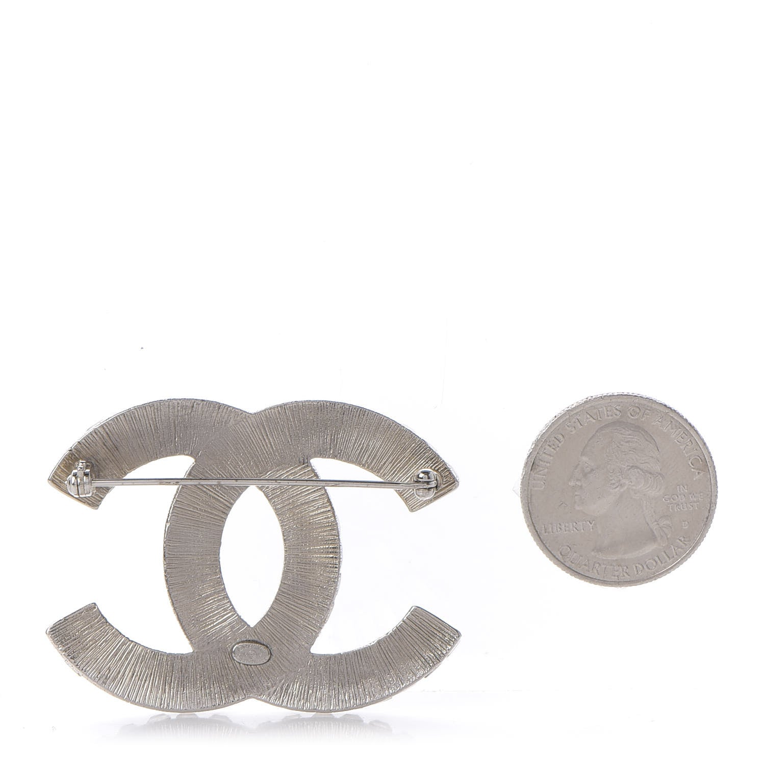 Chanel Baguette Crystal CC Brooch Silver 3 of 5