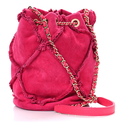 Chanel Suede Fringe Drawstring Bag Fuchsia 2 of 10