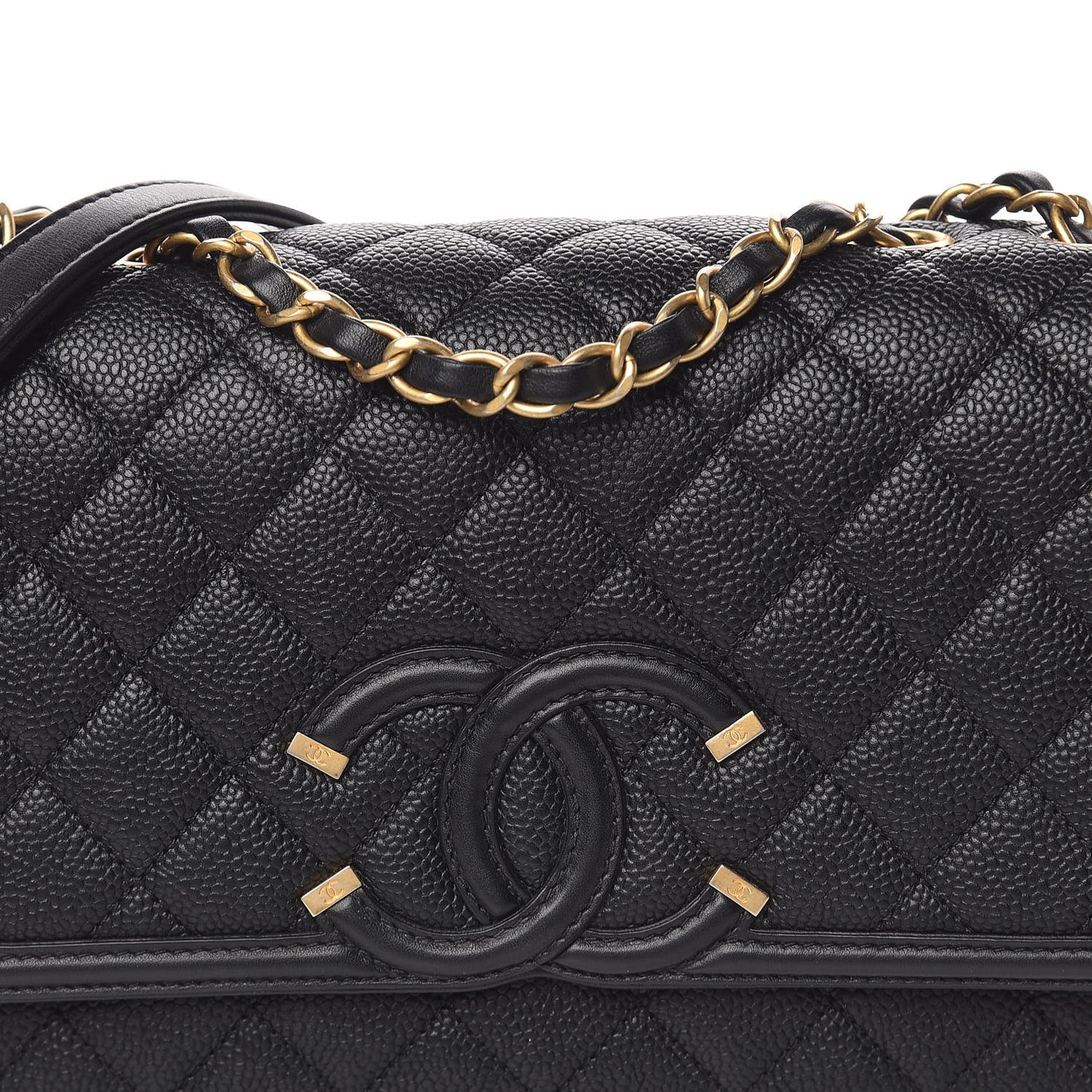 Caviar Quilted Medium CC Filigree Flap Black