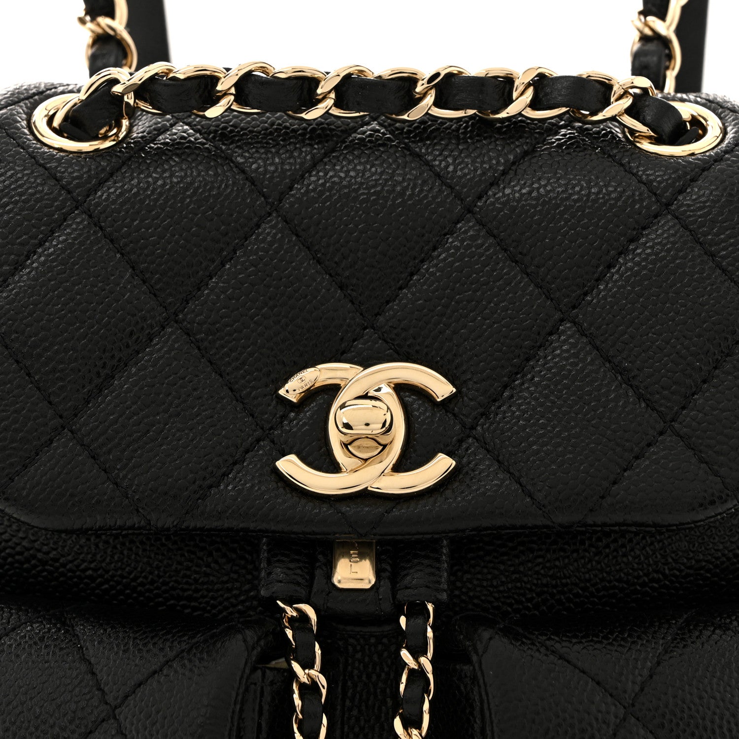 Chanel Shiny Caviar Quilted Small Duma Pockets Drawstring Backpack Black 8 of 10