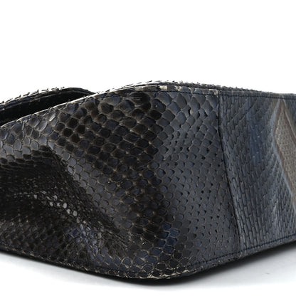 Chanel Metallic Snakeskin Jumbo Double Flap Blue 9 of 10