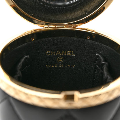 Chanel Metal Lambskin Quilted Mini Lock Frame Vanity Clutch Black 7 of 8