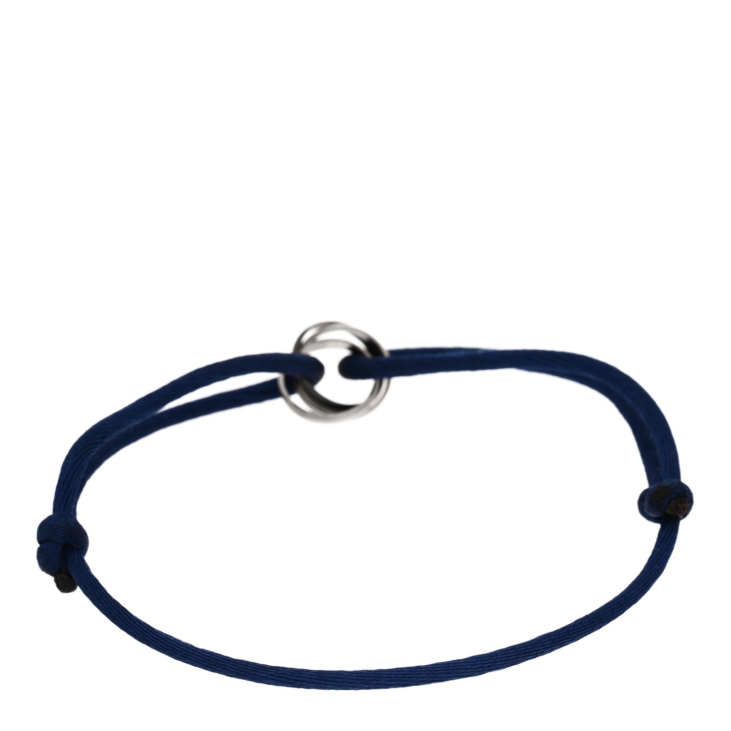 18K White Gold Ceramic Trinity Cord Bracelet Blue