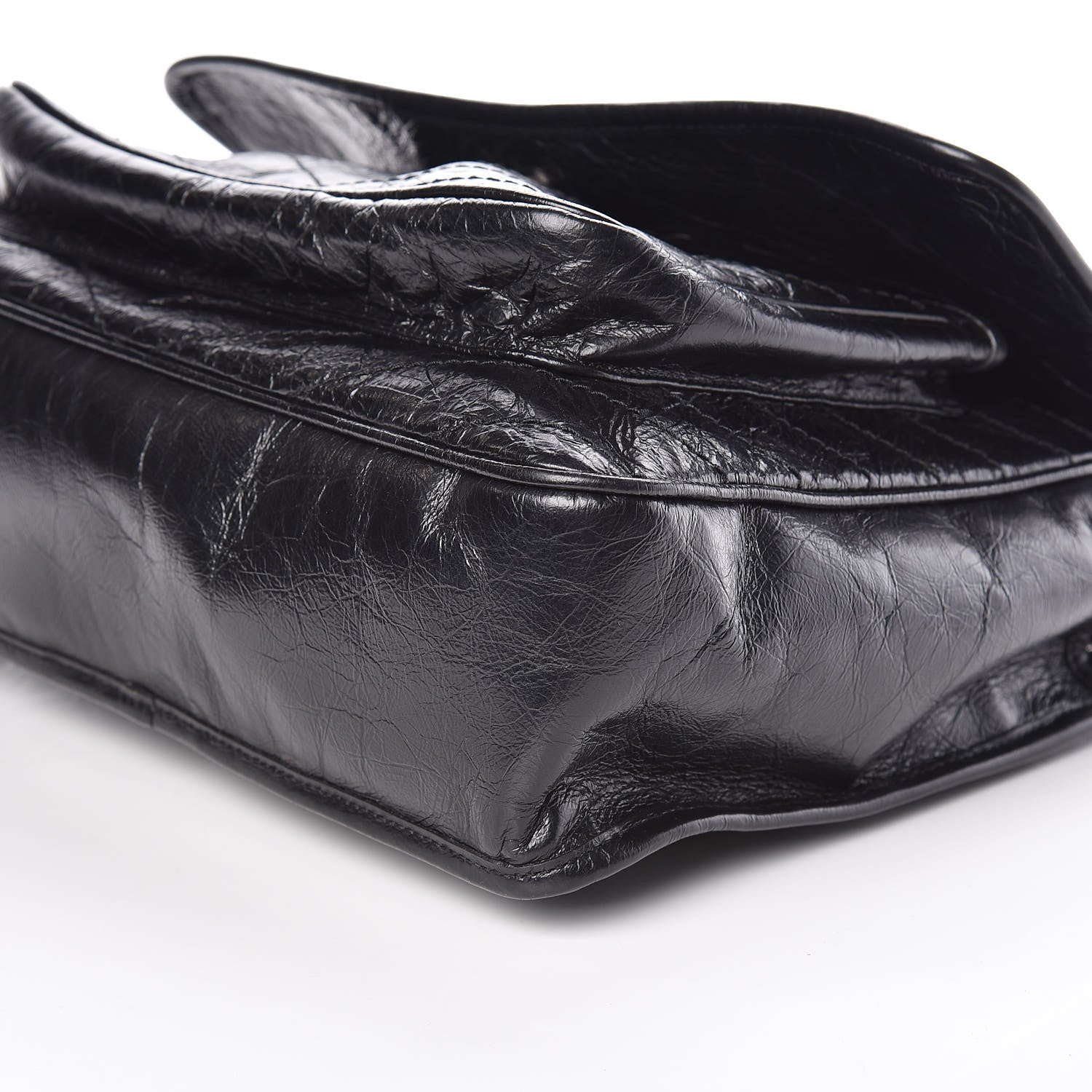 Saint Laurent Crinkled Calfskin Matelasse Monogram Large Niki Chain Satchel Black 9 of 9