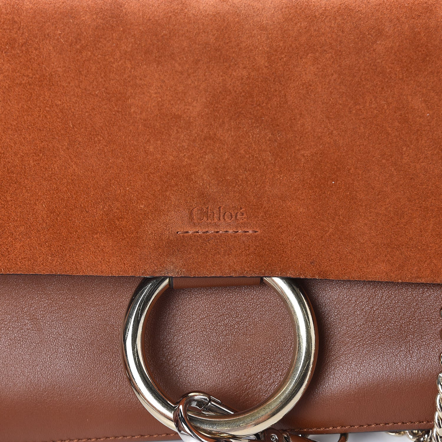 Chloe Suede Calfskin Small Faye Shoulder Bag Tobacco 11 of 15