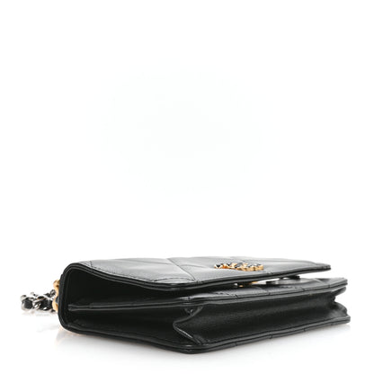Chanel Lambskin Quilted Chanel 19 Wallet On Chain WOC Black 6 of 23