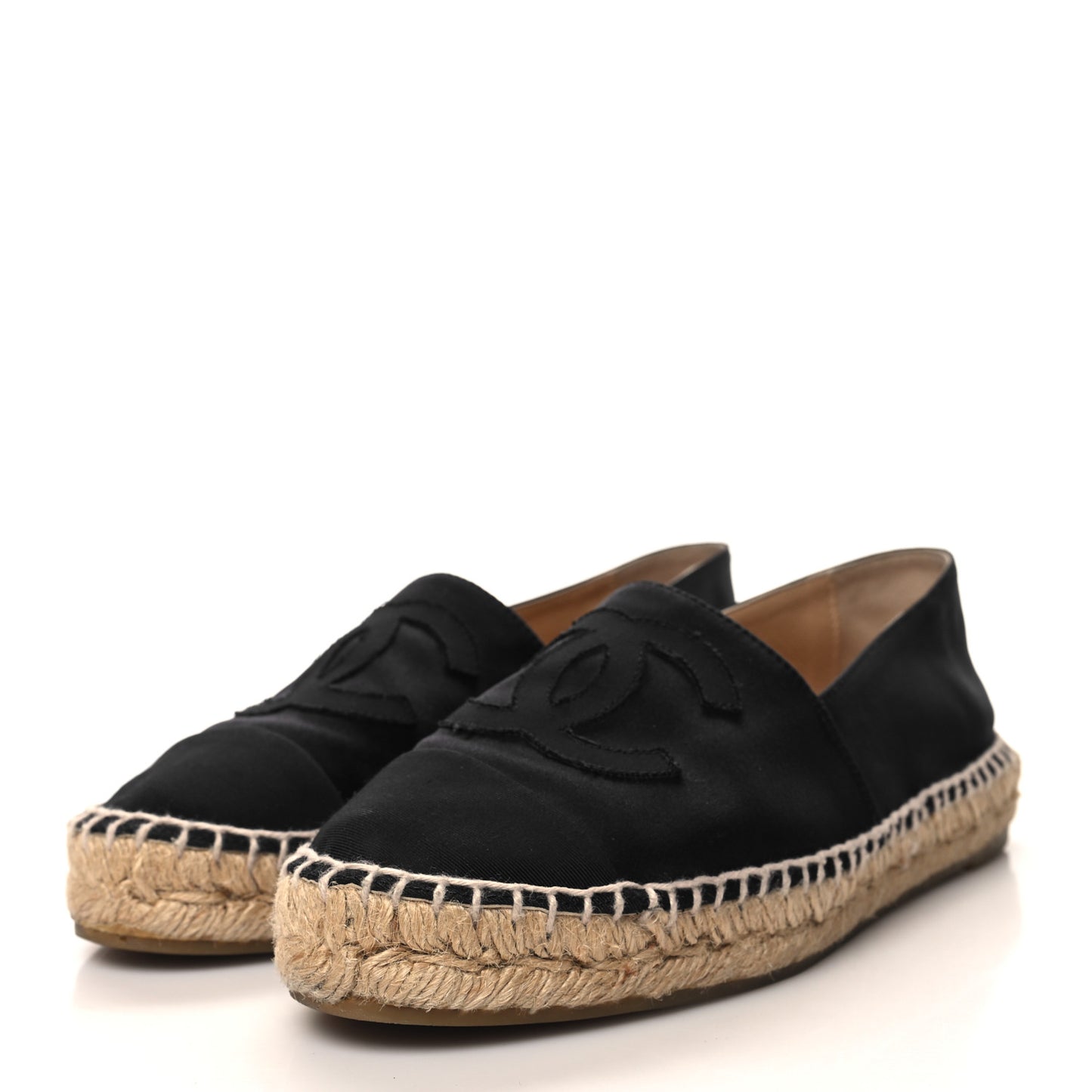 Satin Grosgrain CC Espadrilles 37 Black