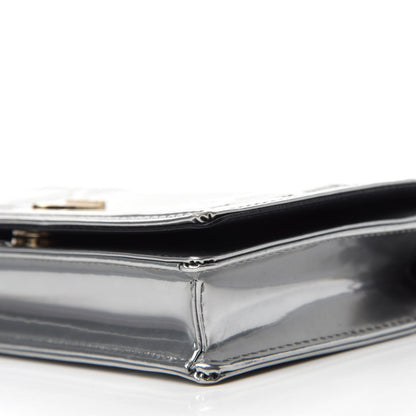 Christian Dior Metallic Patent Micro-Cannage Diorama Wallet on Chain Pouch Silver 7 of 10