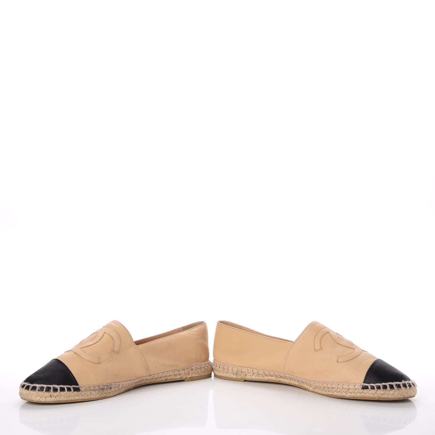 Chanel Lambskin CC Espadrilles 41 Beige Black 6 of 21