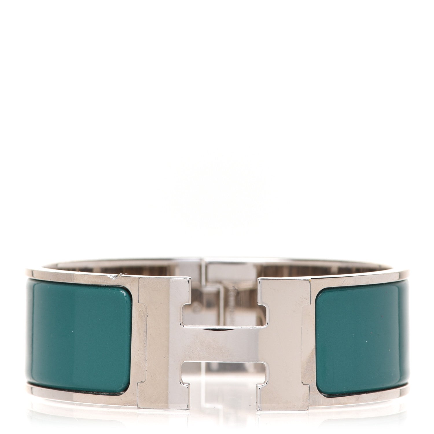 Hermes Enamel Wide Clic Clac H Bracelet PM Malachite 1 of 6