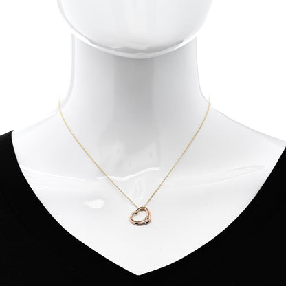 Tiffany 18K Rose Yellow Gold 16mm Elsa Peretti Open Heart Pendant Necklace 2 of 6