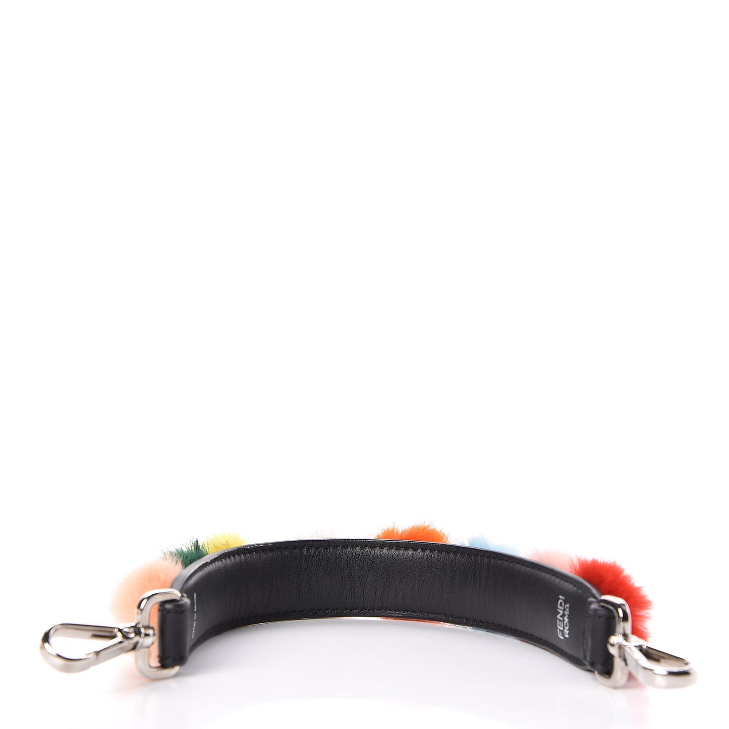 Mink Fur Pom Pom Mini Strap You Black Multicolor