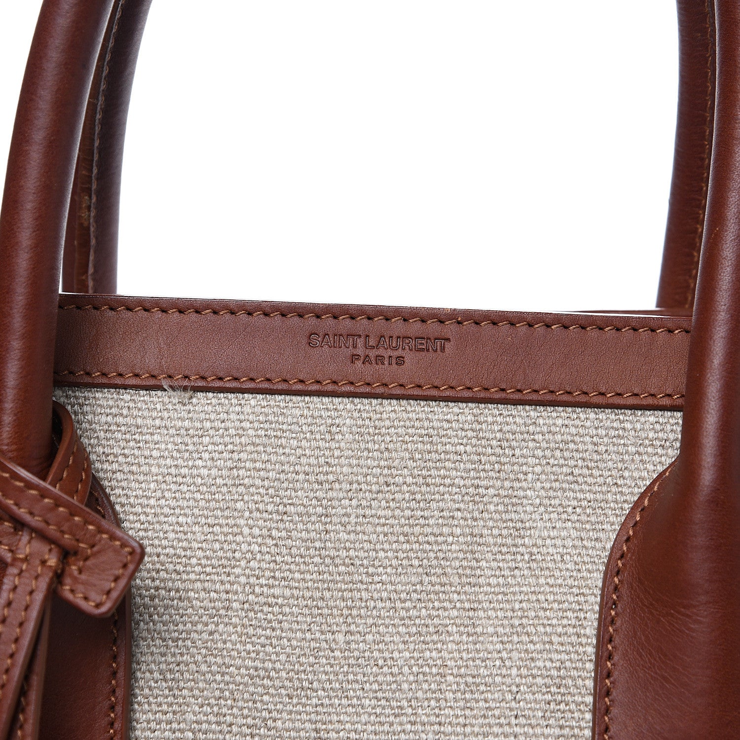 Saint Laurent Linen Calfskin Medium Souple Sac De Jour Cognac 12 of 14