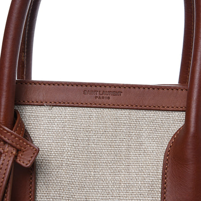 Saint Laurent Linen Calfskin Medium Souple Sac De Jour Cognac 12 of 14