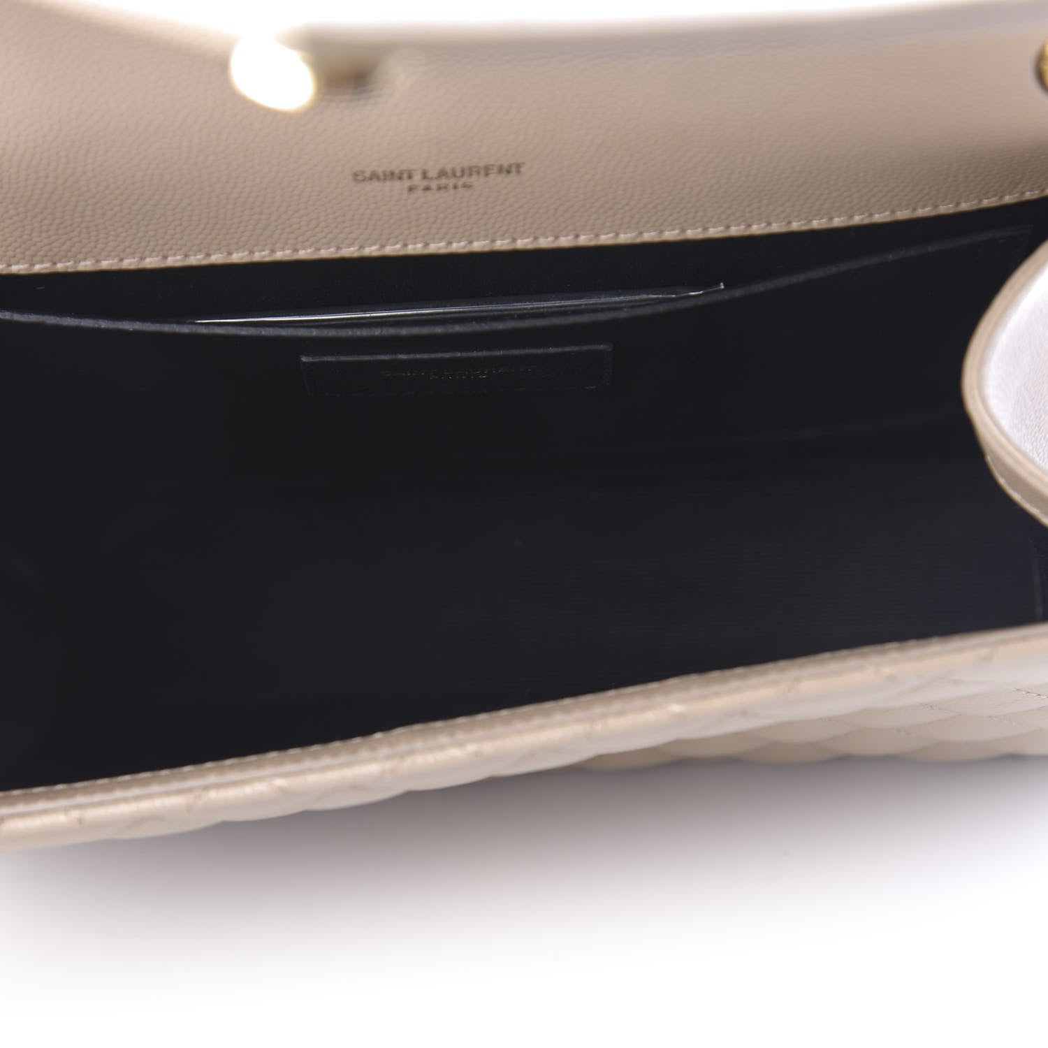 Saint Laurent Grain De Poudre Textured Mixed Matelasse Medium Triquilt Monogram Satchel Latte Cream 5 of 9