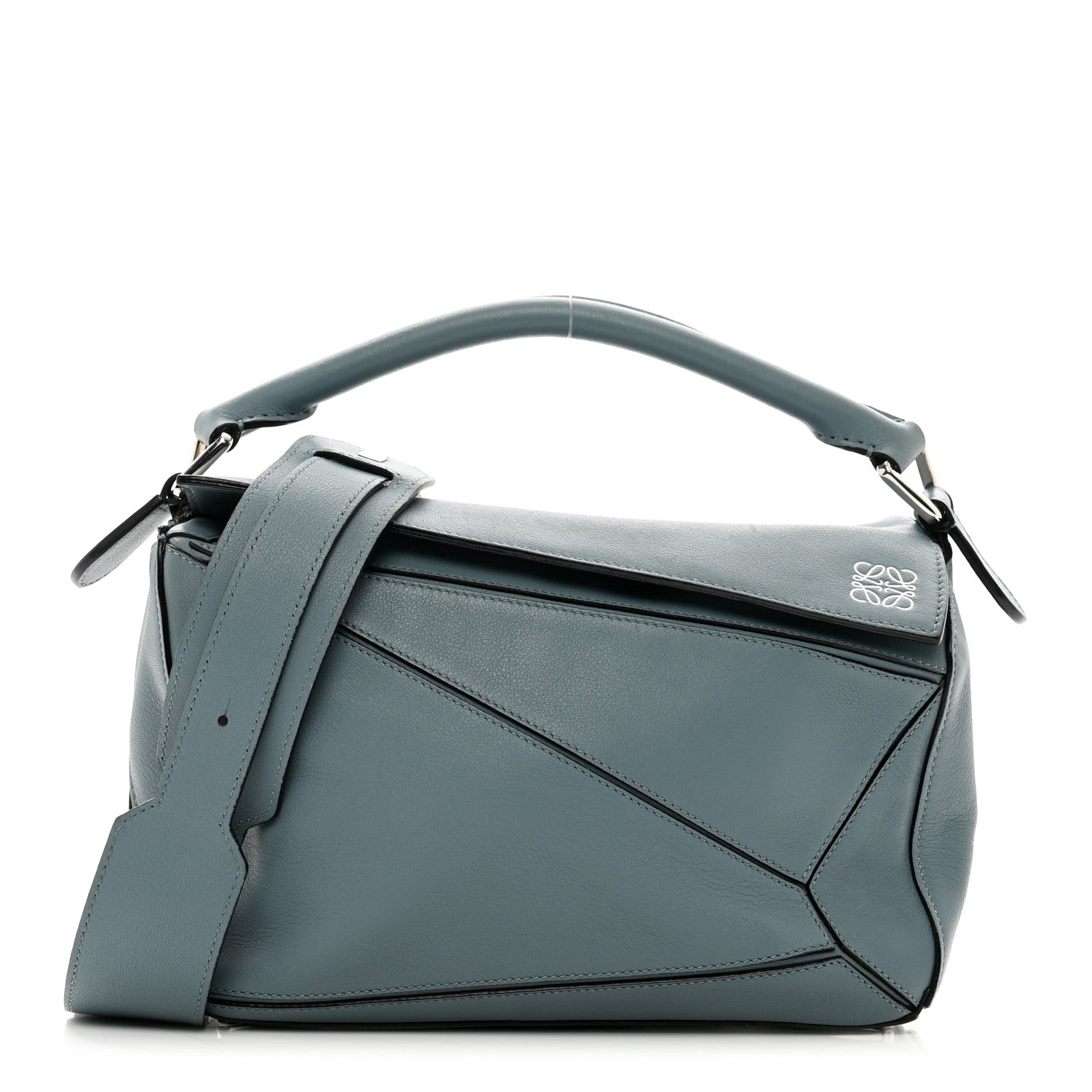 Loewe Calfskin Small Puzzle Bag Stone Blue 1 of 9