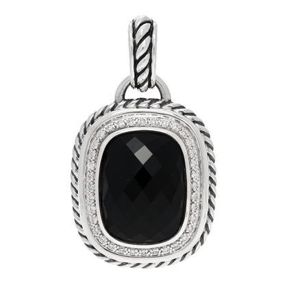 David Yurman Sterling Silver Diamond Black Onyx 20mm Albion Pendant 1 of 3