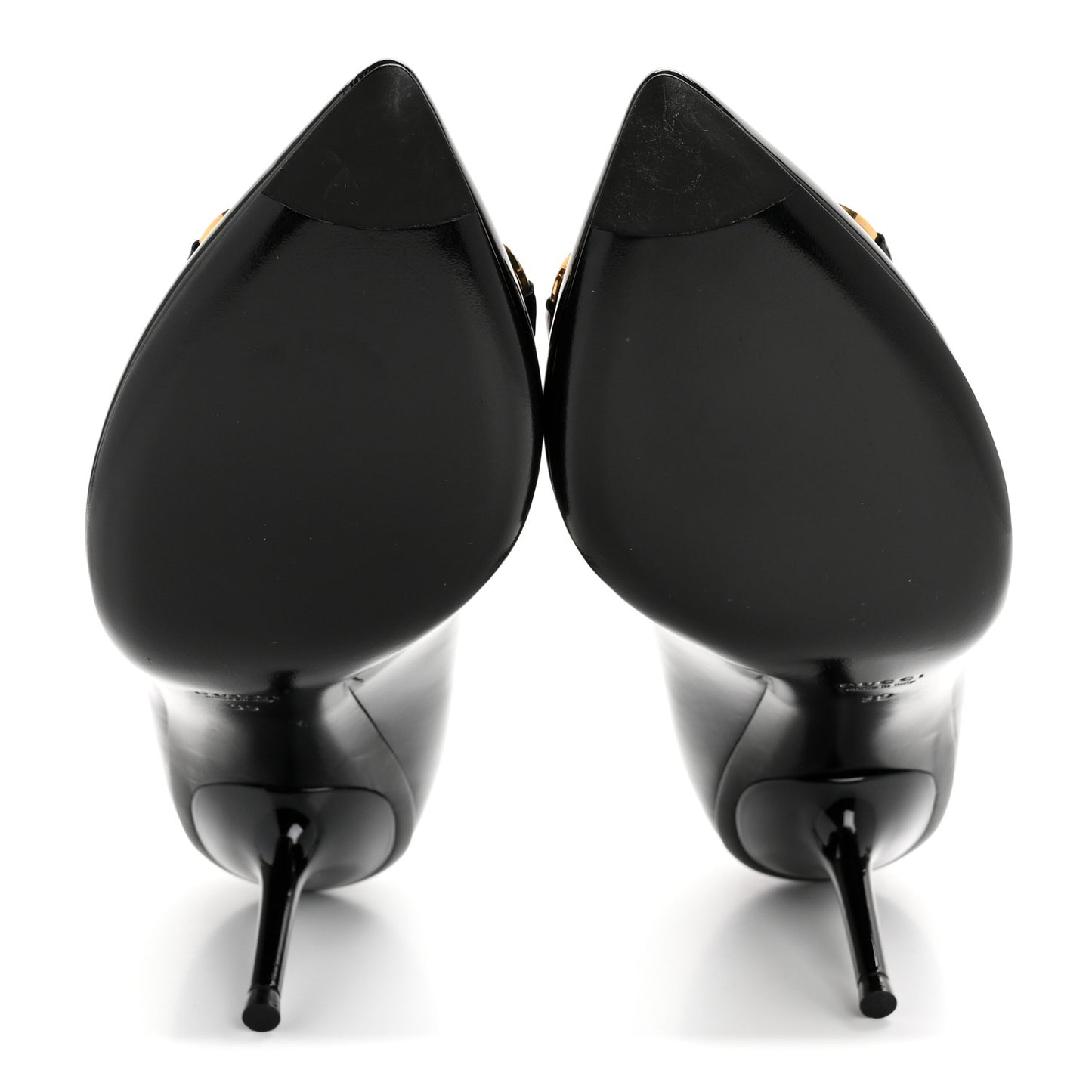 Patent Calfskin Horsebit Pumps 39 Black