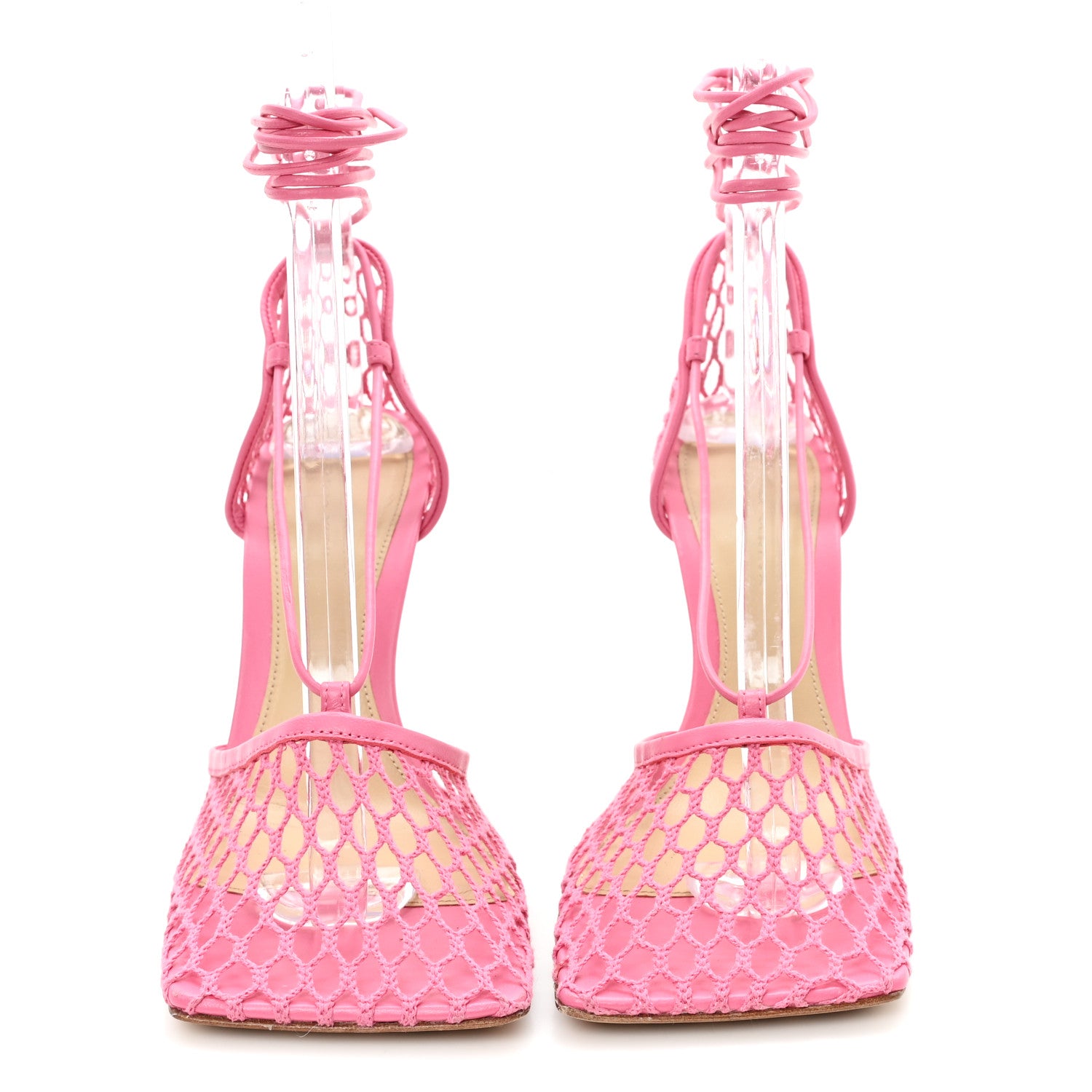 Bottega Veneta Mesh Nappa Stretch Ankle Tie 90mm Sandals 37 Azalea 3 of 8