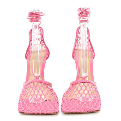 Bottega Veneta Mesh Nappa Stretch Ankle Tie 90mm Sandals 37 Azalea 3 of 8