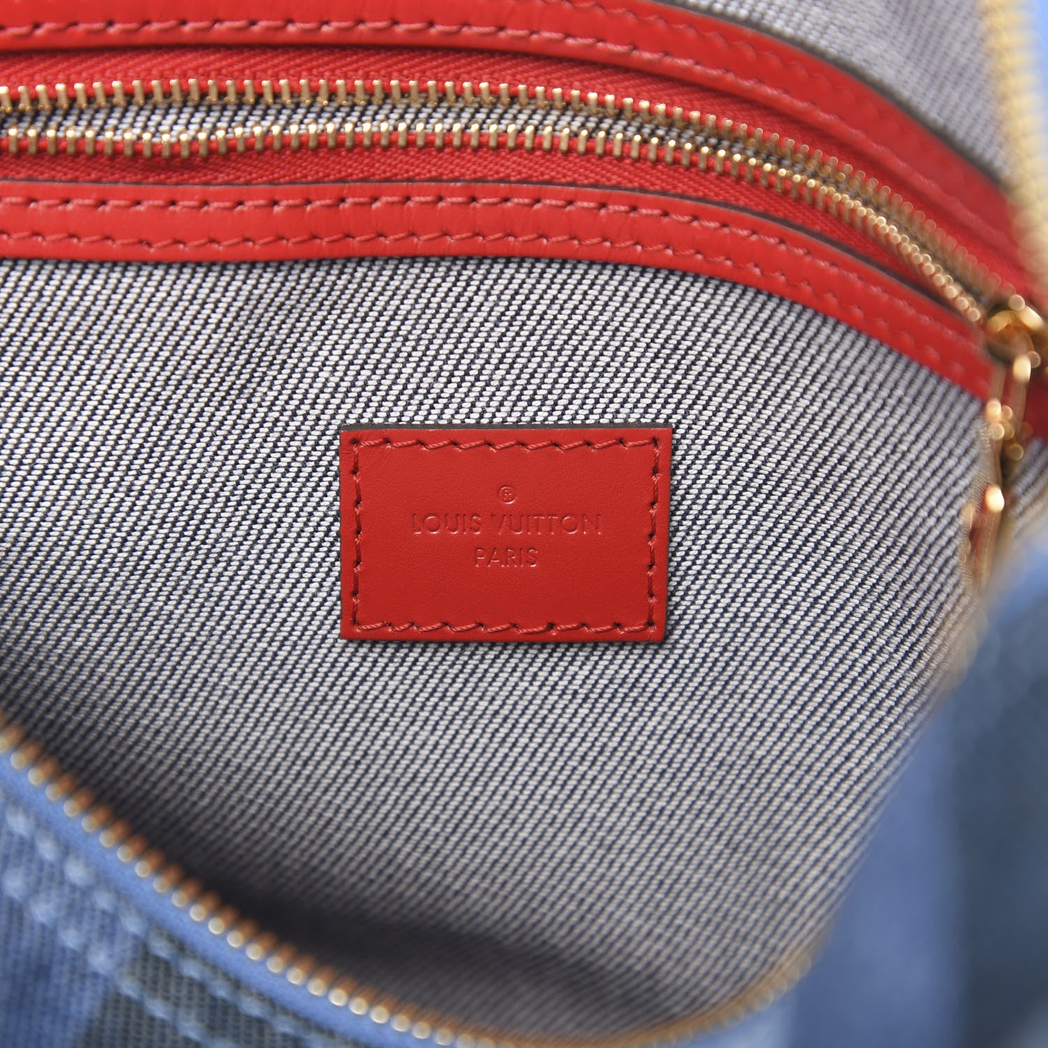 Louis Vuitton Denim Damier Monogram Patchwork Speedy Bandouliere 30 Blue Rouge 7 of 12