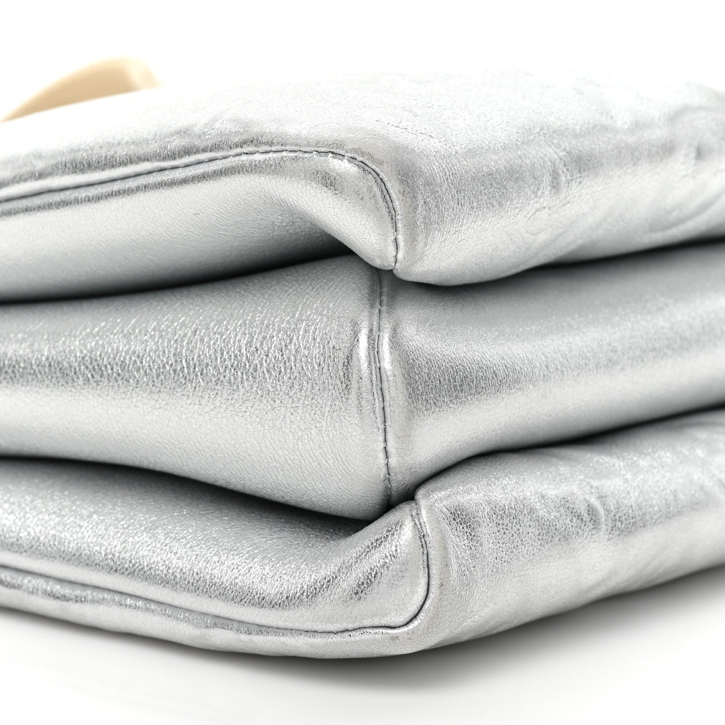 Metallic Lambskin Embossed Monogram Coussin PM Silver