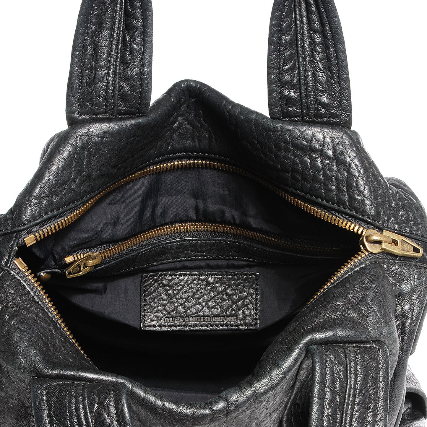 Pebbled Lambskin Rocco Black Antique Brass Hardware