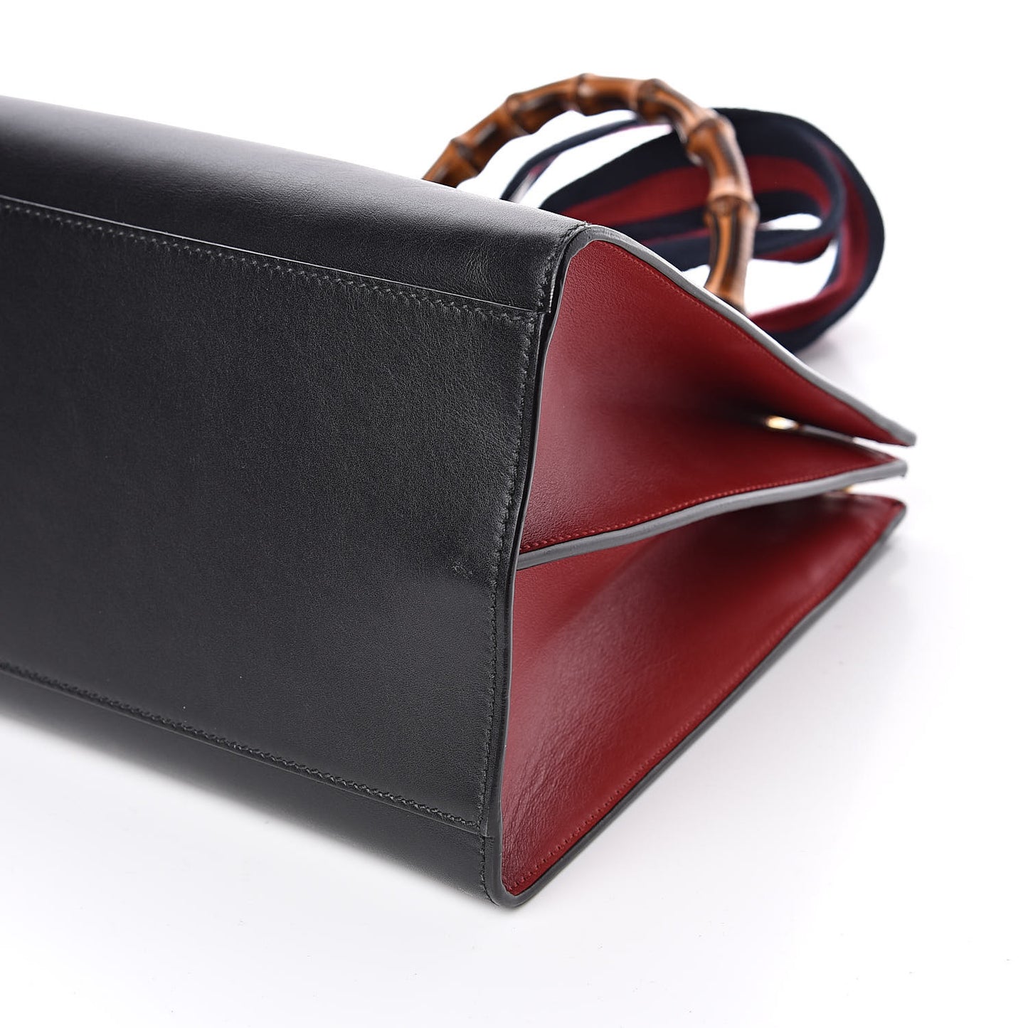 Nappa Bamboo Web Medium Nymphaea Top Handle Bag Black