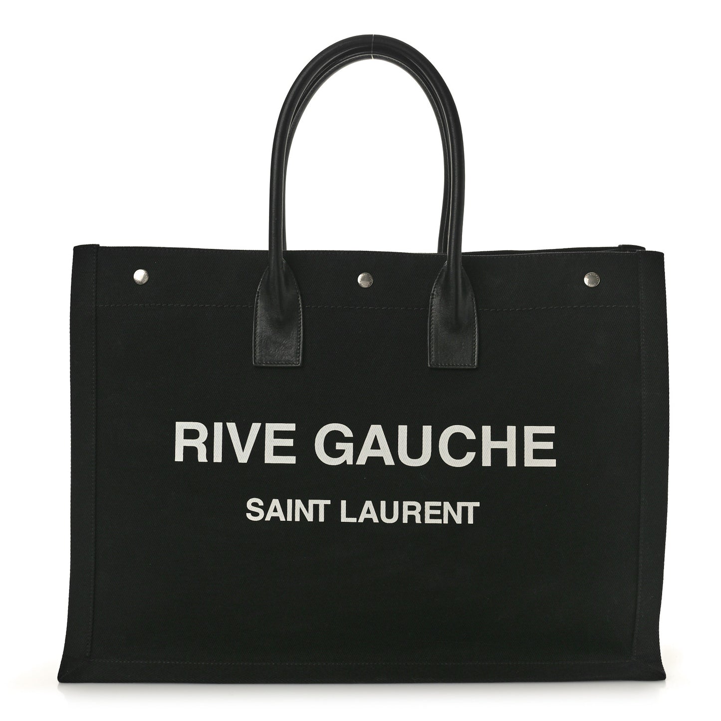 Linen Calfskin Rive Gauche Tote Black
