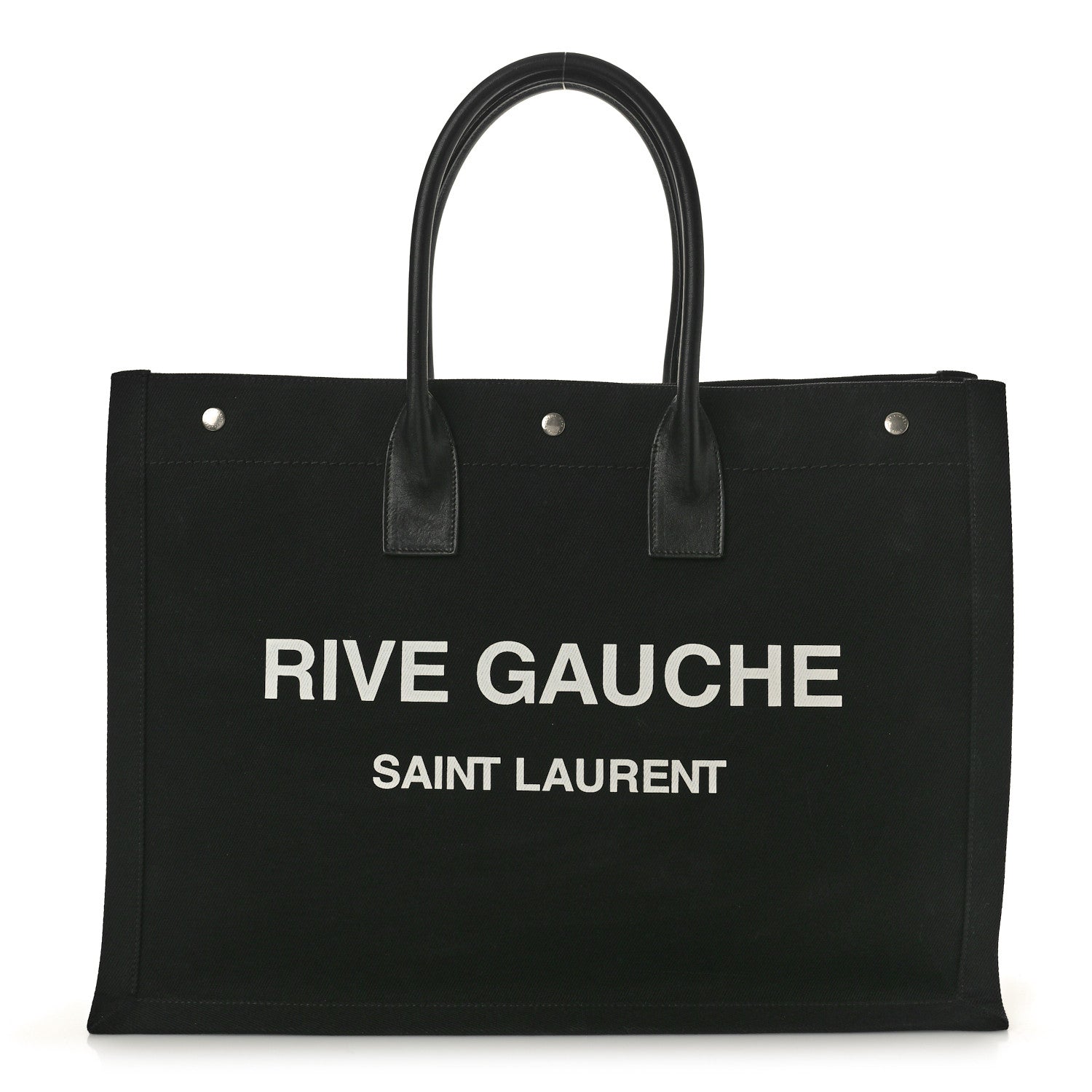Saint Laurent Linen Calfskin Rive Gauche Tote Black 1 of 9