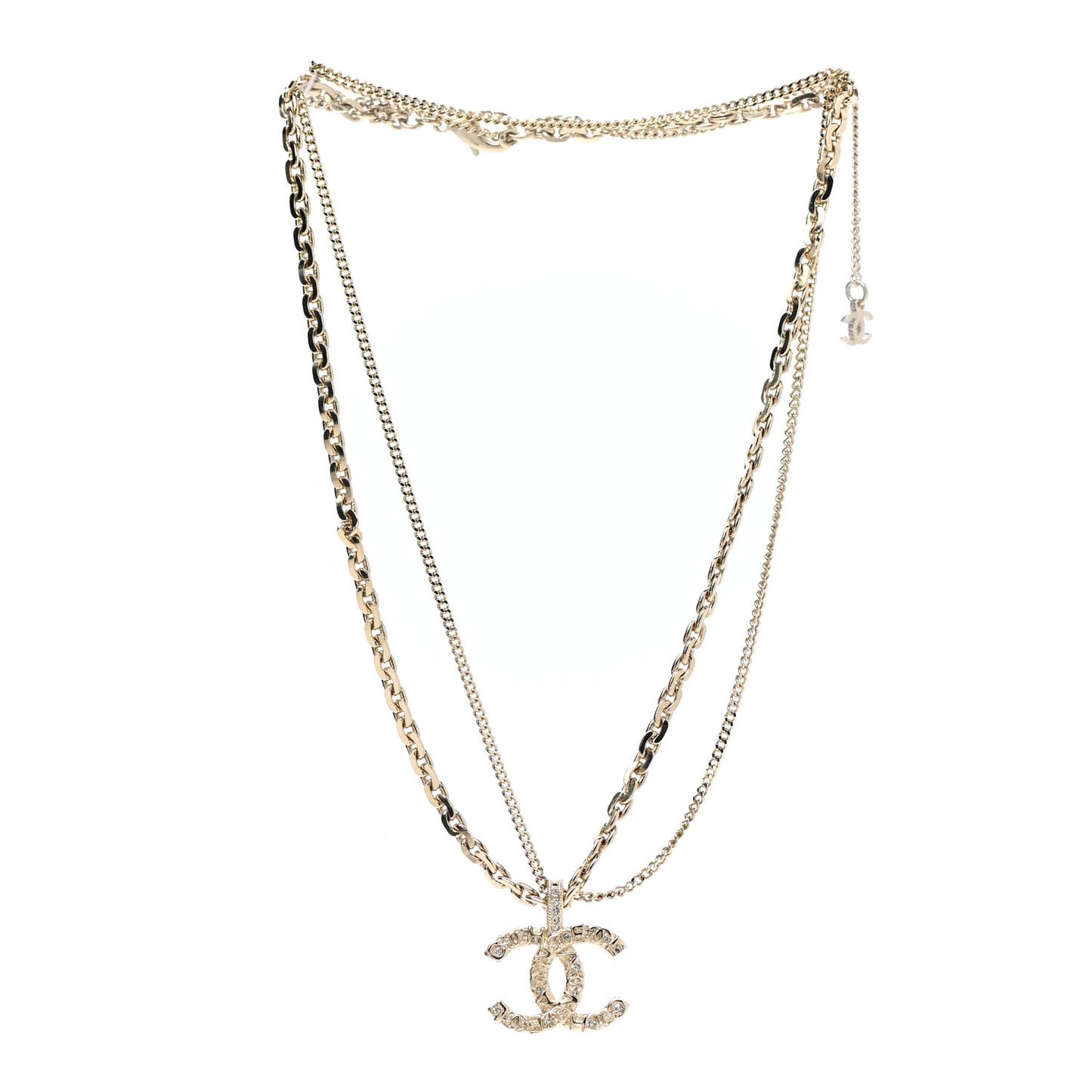 Crystal CC Multi Strand Chain Necklace Gold