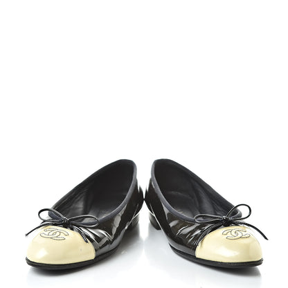 Chanel Patent Cap Toe Ballerina Flats 36.5 Black 6 of 13