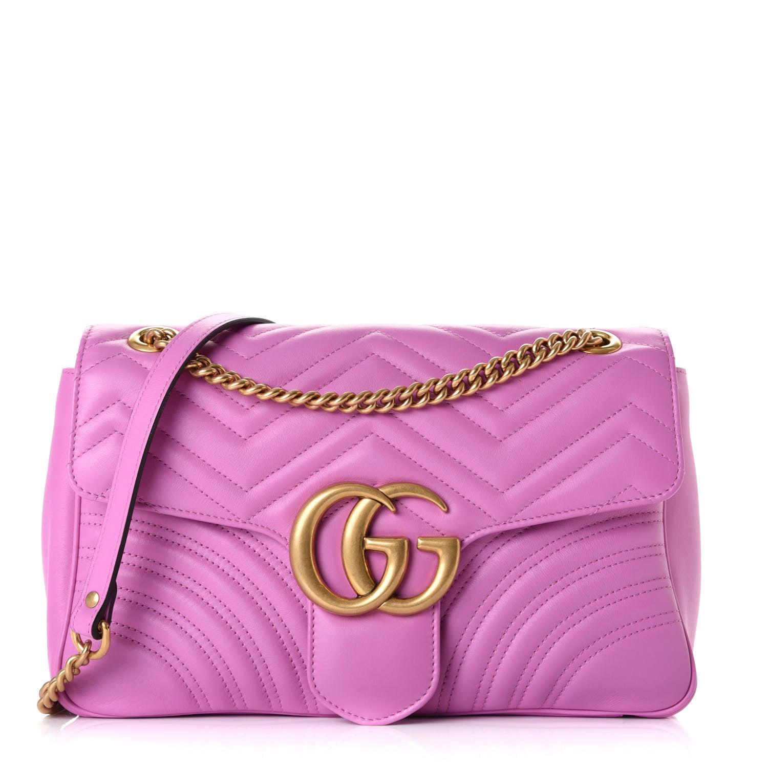 Gucci Calfskin Matelasse Medium GG Marmont Shoulder Bag Candy Mousse 1 of 9