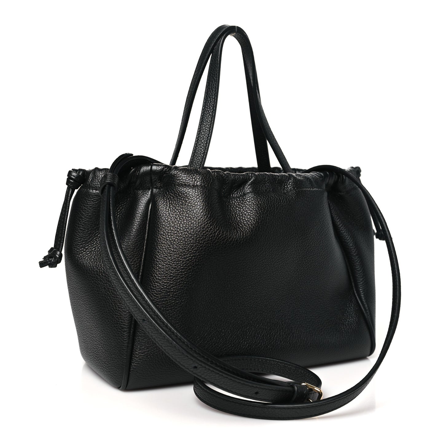 Grained Calfskin Cuir Triomphe Small Cabas Drawstring Black