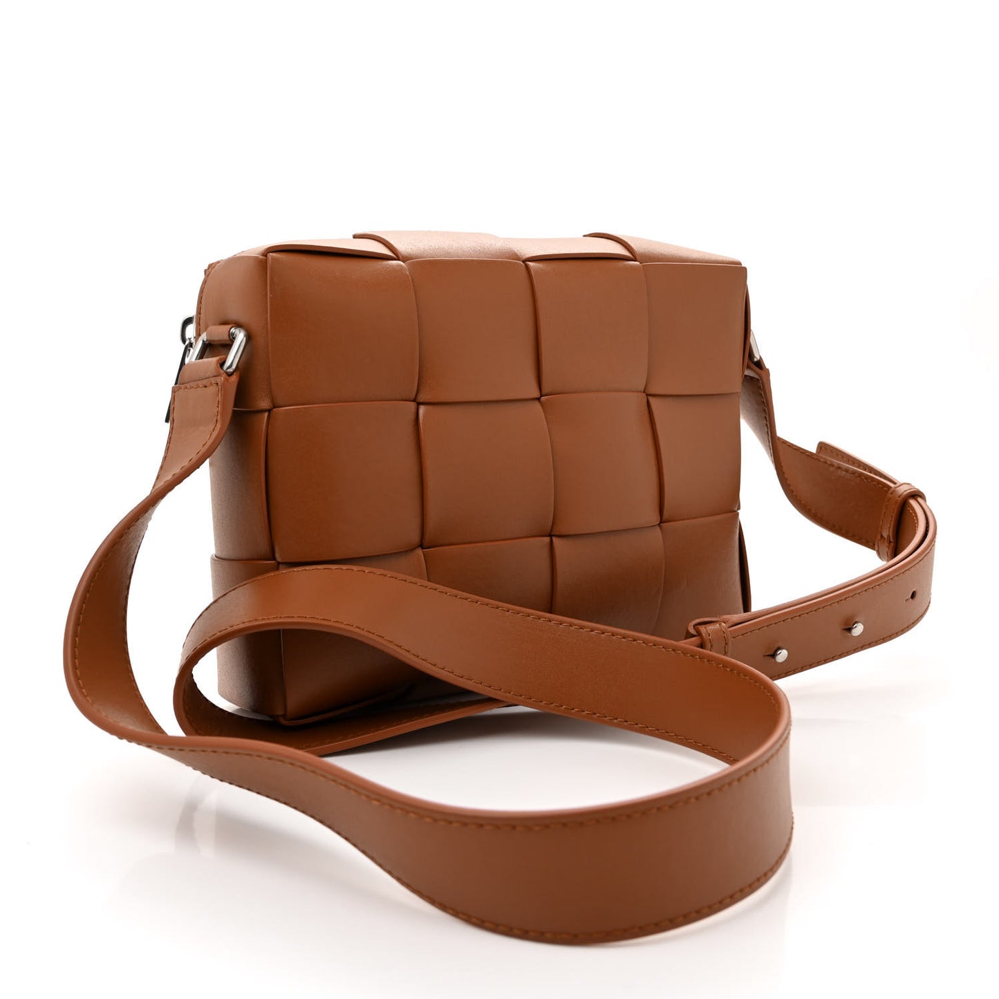 Lambskin Maxi Intrecciato Cassette Camera Bag Caramel