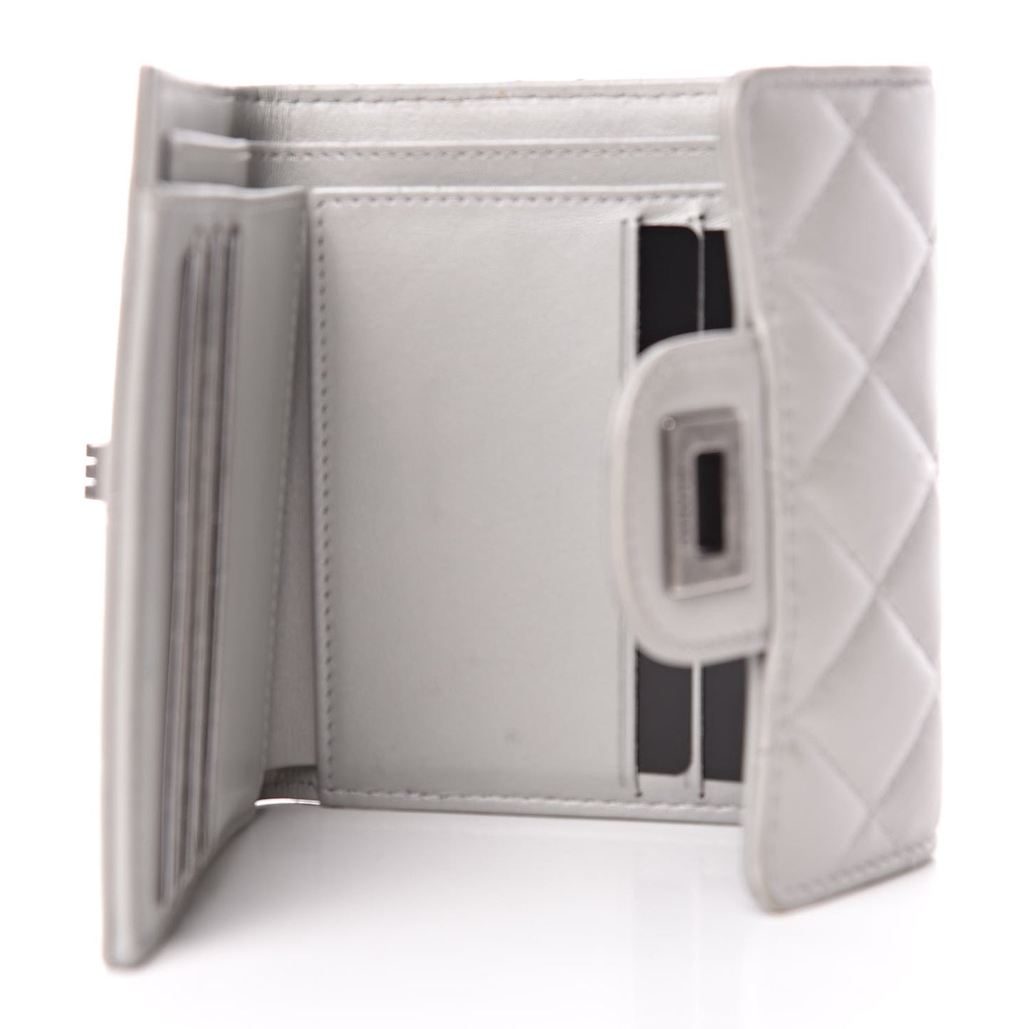 Aged Calfskin Quilted Reissue Compact Wallet Grey