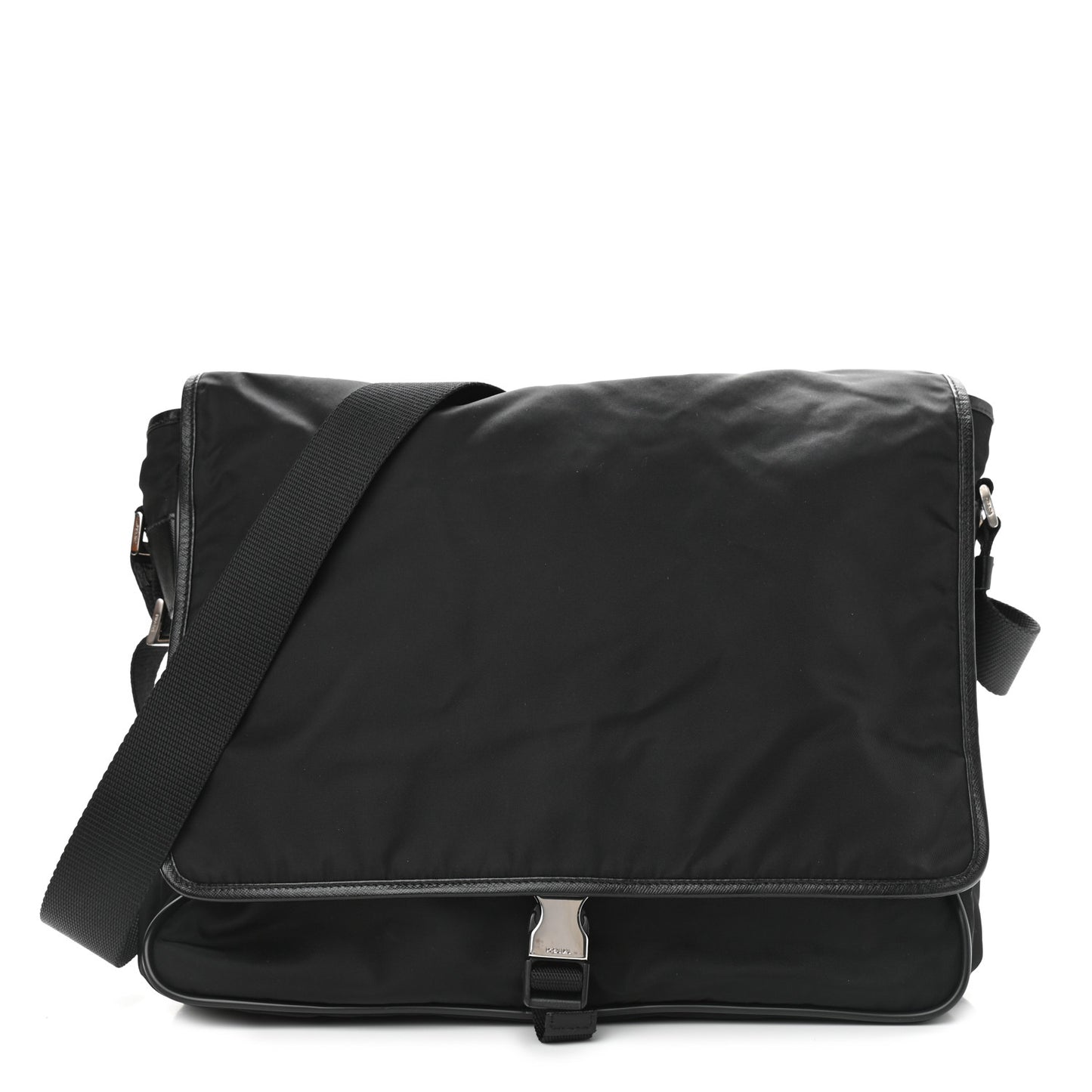Tessuto Nylon Saffiano Messenger Satchel Black