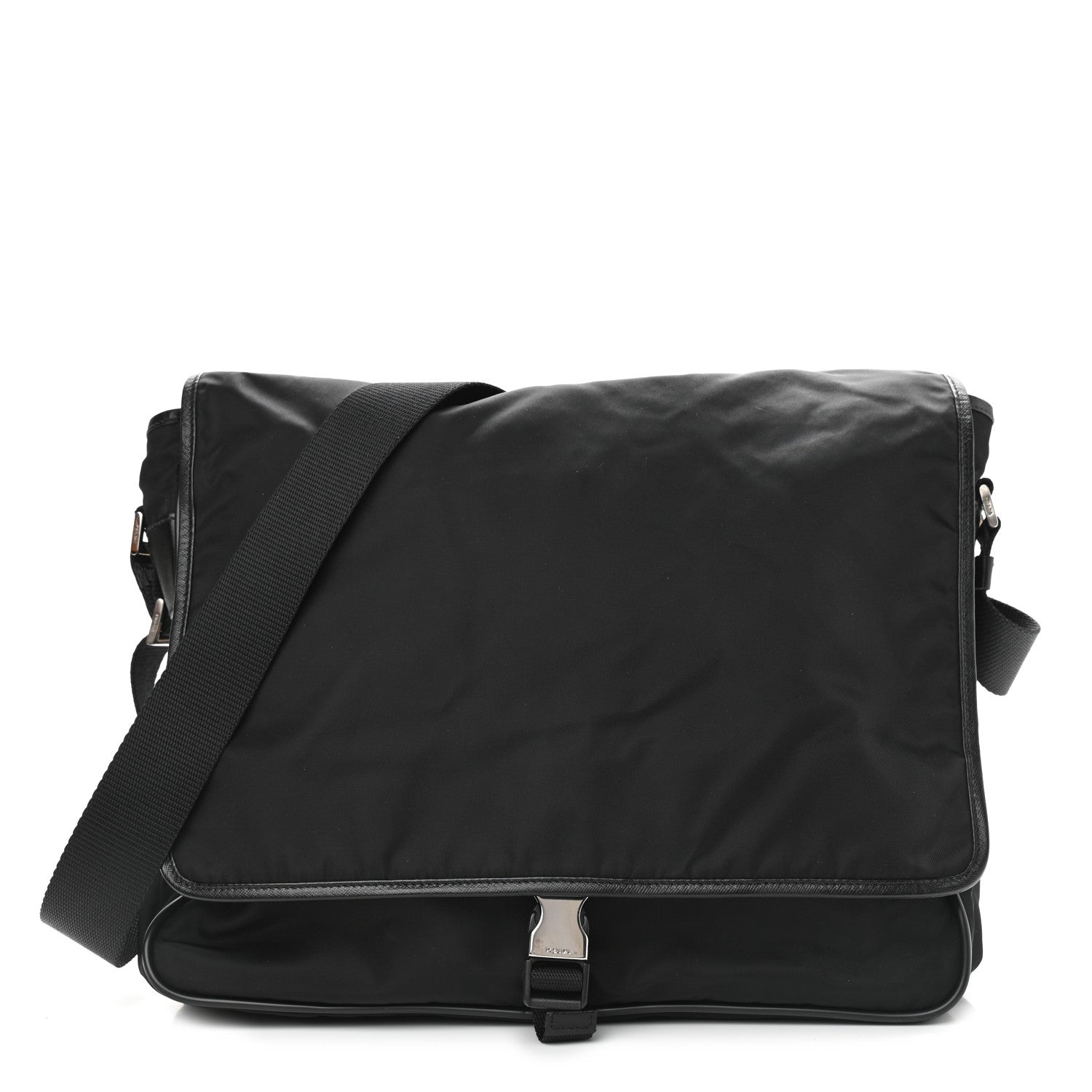 Prada Tessuto Nylon Saffiano Messenger Satchel Black 1 of 11