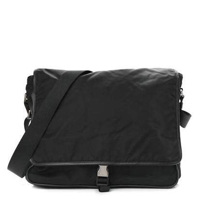 Prada Tessuto Nylon Saffiano Messenger Satchel Black 1 of 11