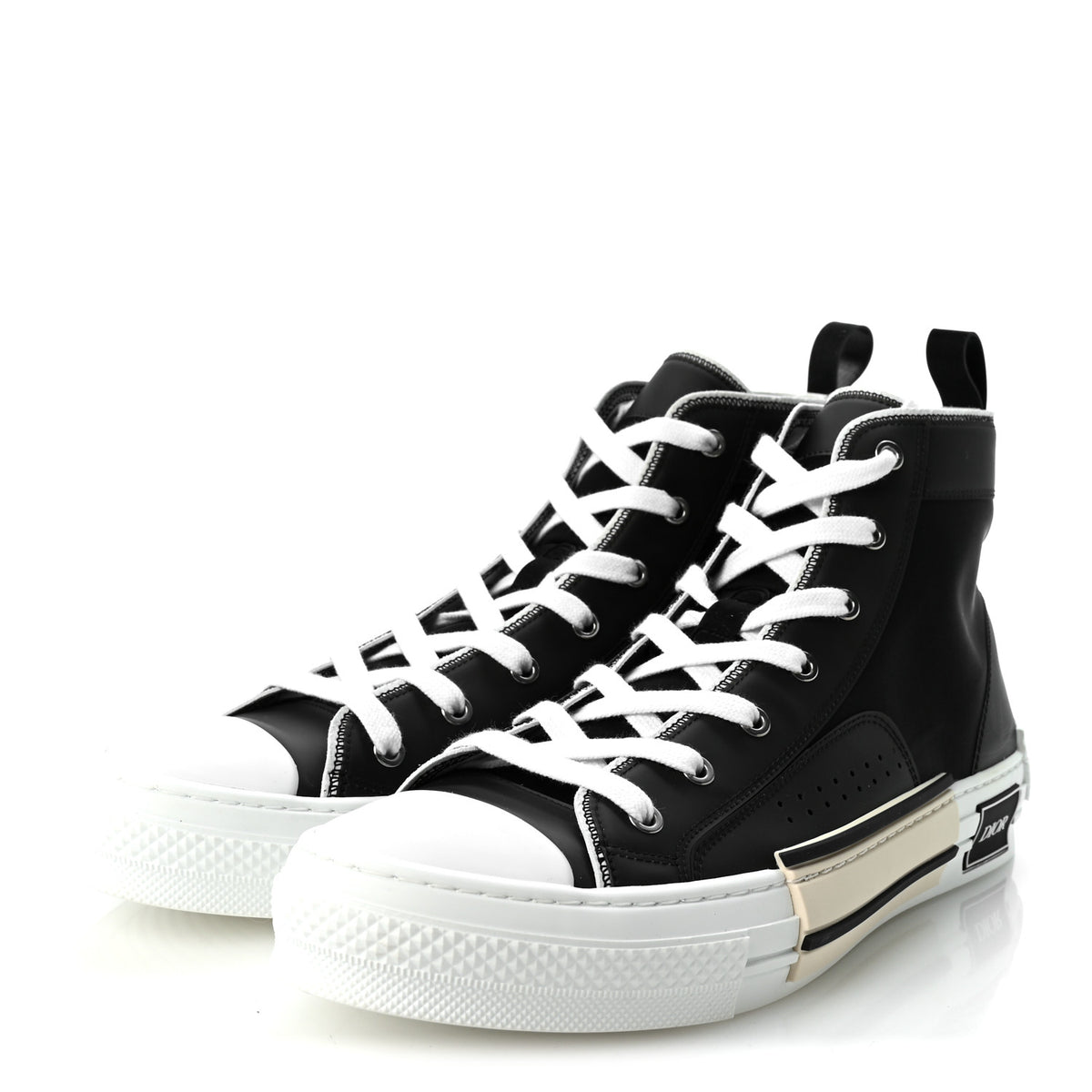 Nylon Calfskin Mens B23 High Top Sneakers 44 Black