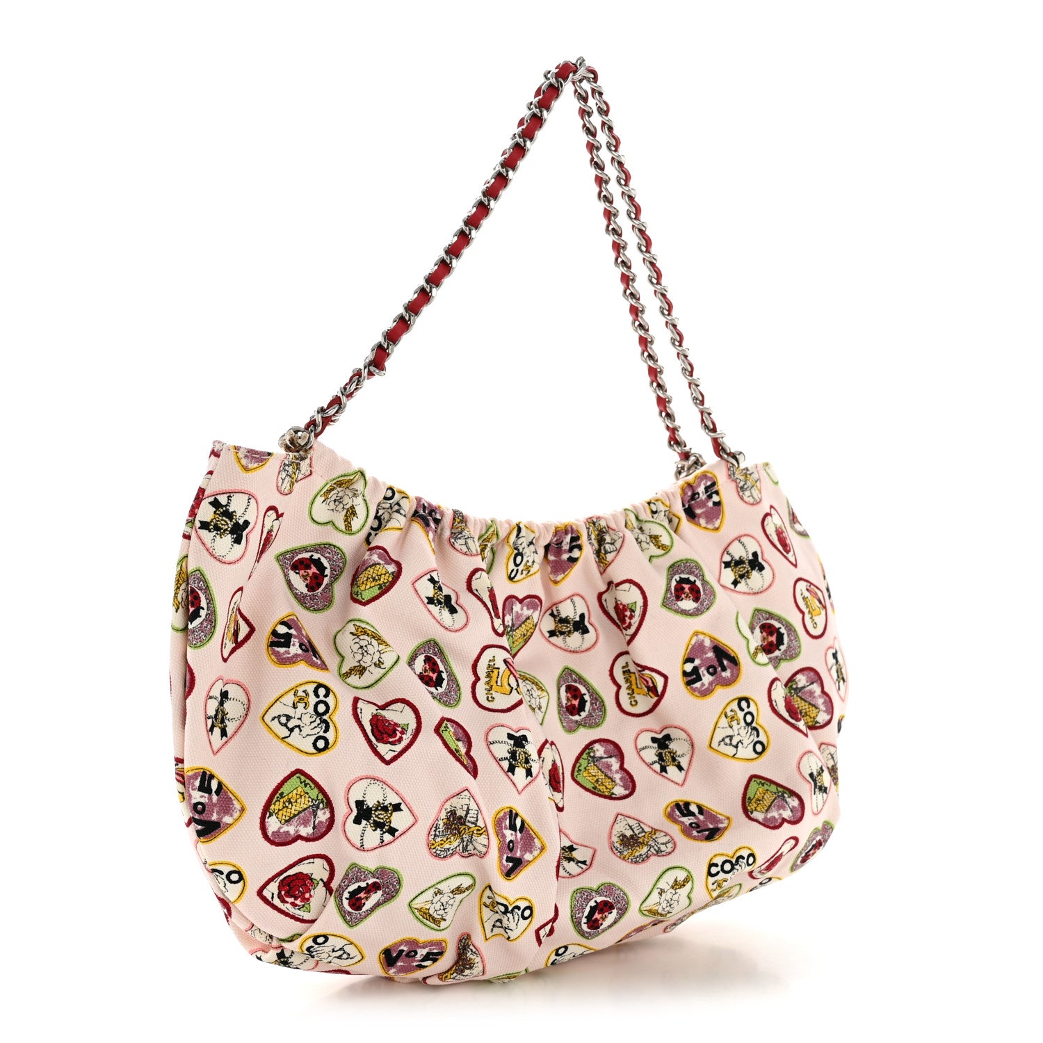 Chanel Canvas Coco Hearts Shoulder Bag Pink 3 of 14
