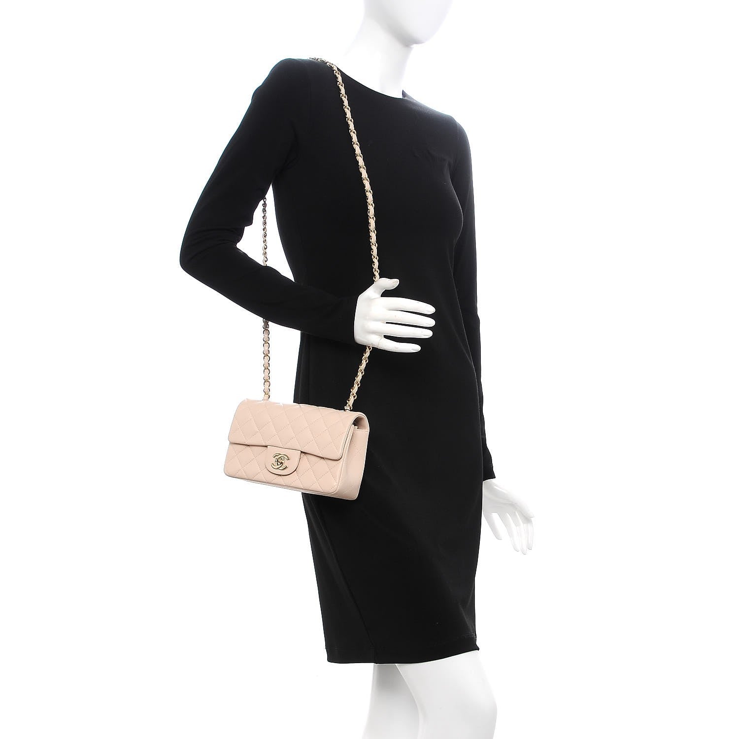 Chanel Lambskin Quilted Mini Rectangular Flap Light Beige 2 of 8