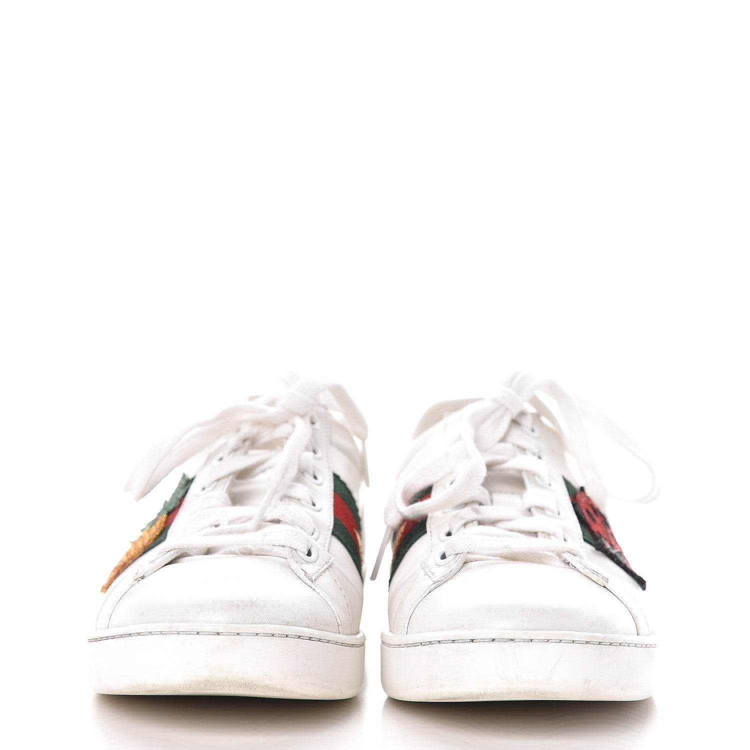 Gucci Calfskin Ayers Web Pineapple Ladybug Embroidered Womens Ace Sneakers 37 White 2 of 16