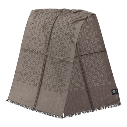 Gucci Wool Silk GG Monogram GGNat Scarf Rope Dark Brown 3 of 5