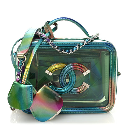 Chanel PVC Patent Calfskin Patent Lambskin Small CC Vanity Case Green 1 of 10