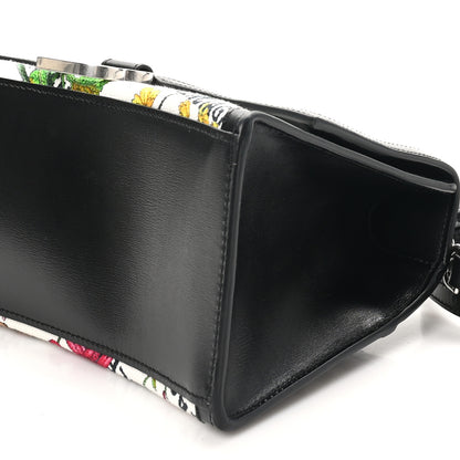 Balenciaga X GUCCI Canvas Boarded Plutone Calfskin Flora Logo Print Small Hourglass Top Handle Bag White Multicolor Black 10 of 10