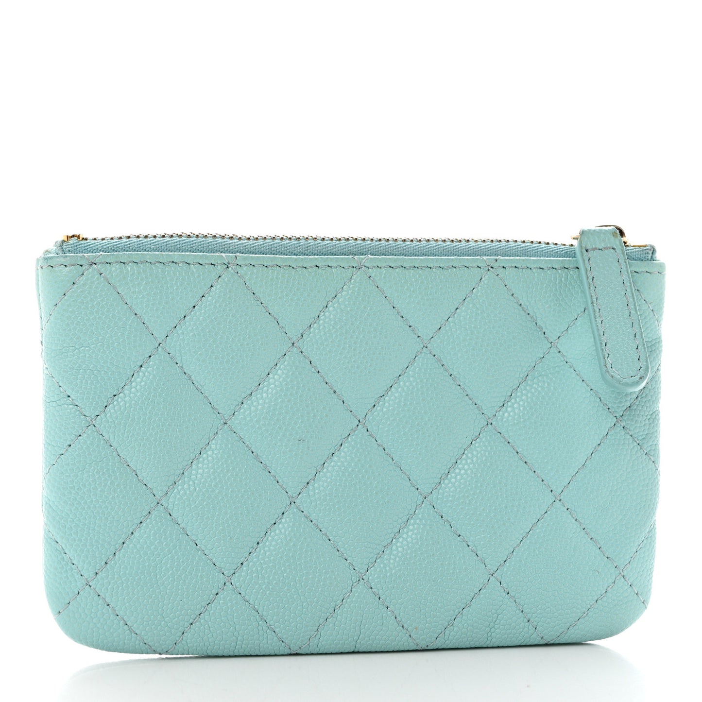 Caviar Quilted Small Cosmetic Case Light Blue
