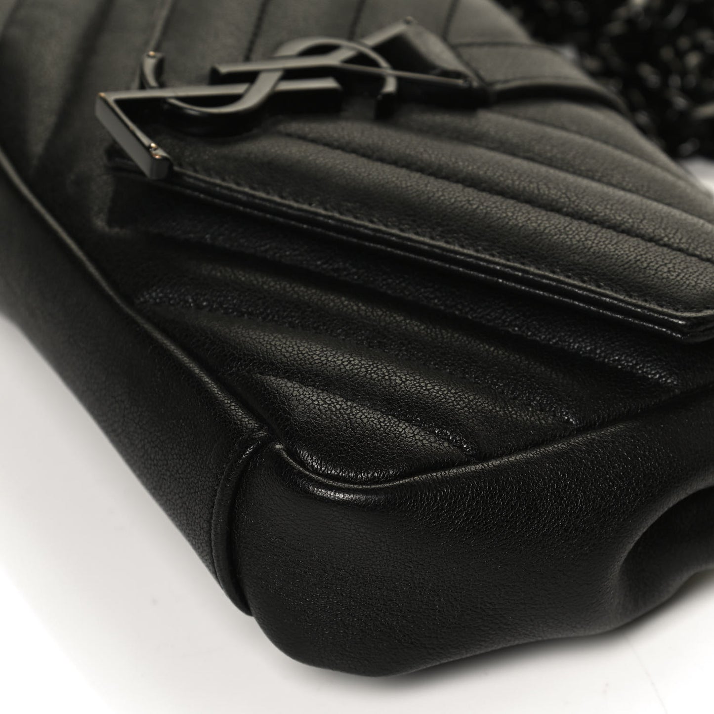 Sheepskin Matelasse Chevron Monogram Classic Baby Chain Bag Black