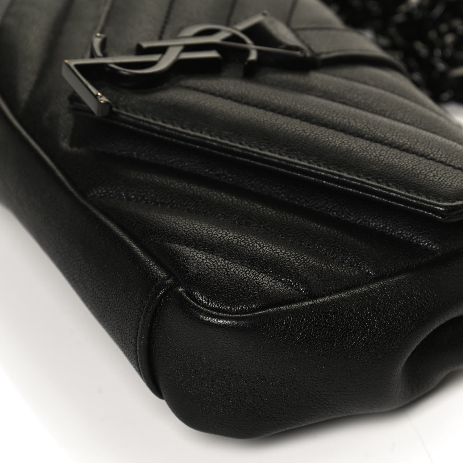 Saint Laurent Sheepskin Matelasse Chevron Monogram Classic Baby Chain Bag Black 11 of 13